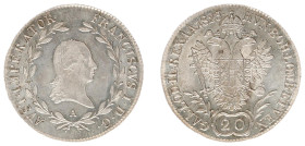 Austria - Empire - Franz II (1792-1835) - 20 Kreuzer 1823-A (KM2142, Her.746, ANK44) - Obv: Laureate head right / Rev: Crowned double headed imperial ...