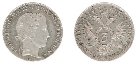 Austria - Empire - Ferdinand I (1835-1848) - 3 Kreuzer 1841-A (KM2191, ANK2, Her.352) - Obv: Laureate head right / Rev: Crowned double headed imperial...