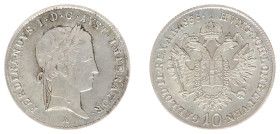 Austria - Empire - Ferdinand I (1835-1848) - 10 Kreuzer 1836-A (KM2201, ANK5, Her.290) - Obv: Laureate head right / Rev: Crowned double headed imperia...