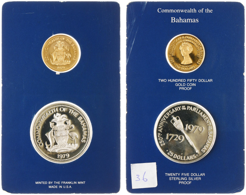 Bahamas - 25 & 250 Dollars 1979 - 250th Ann. of Parliament (KM82-83, Fr.27) - Ob...