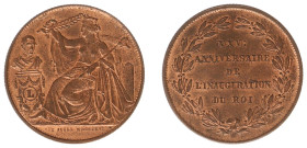 Belgium - Leopold I (1831-1865) - 5 Centimes 1856 - 25th Ann. of Independence (KM X4, Aern.3.1) - Obv: Belgica seated left with scepter and laurel bra...
