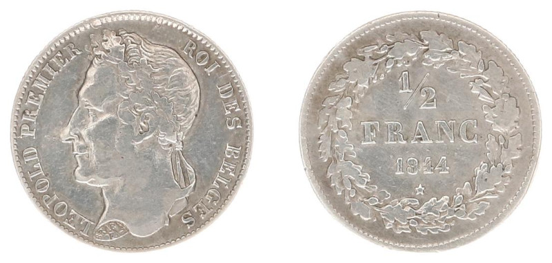Belgium - Leopold I (1831-1865) - ½ Franc 1844. Head left, denomination within w...