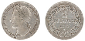 Belgium - Leopold I (1831-1865) - 2 Francs 1834. Head left, denomination within wreath. KM9.1 VF