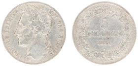Belgium - Leopold I (1831-1865) - 5 Francs 1834. Head left, denomination within wreath. KM3.1 VF
