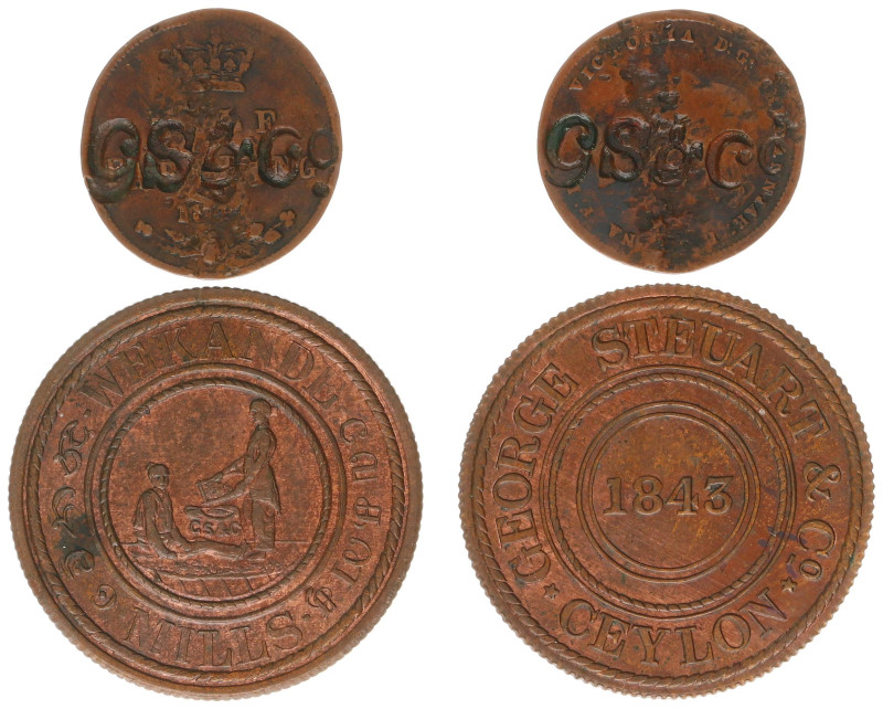 Ceylon - Plantation Tokens - Steuart & Co.: Wekande Mills, Colombo - 19 Cents 18...