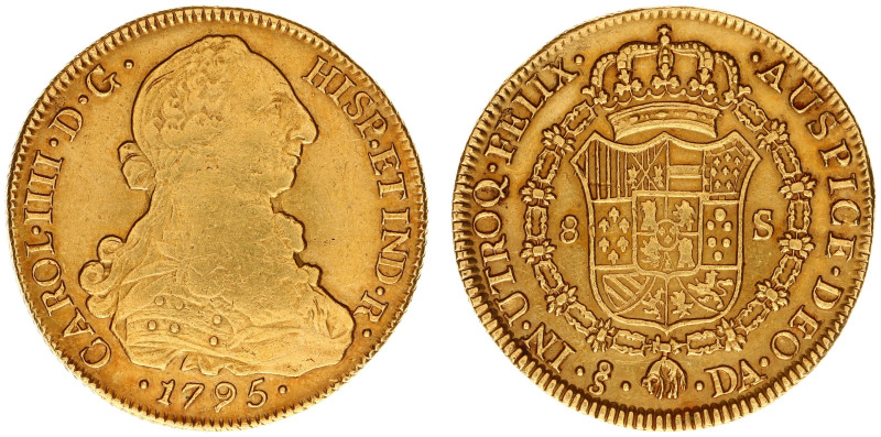 Chile - Carlos IV (1788-1808) - 8 Escudos 1795-DA, Santiago (KM159, CCT255, Fr.2...