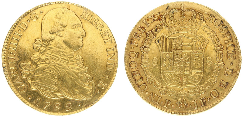 Colombia - Carlos IV (1788-1808) - 8 Escudos 1792 P-JF, Popayan (KM62.2, CCT63, ...