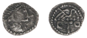 England - Early Anglo-Saxon period (660-775) - Sceatta Coinage - Secondary Phase (c.710-c.760) - Sceatta, series J (S.802, N.126) - Obv: Head right wi...