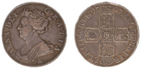 England - House of Stuart, Commonwealth and Orange (1603-1714) - Anne (1702-1714) - Halfcrown 1707-E, Edinburgh - Sexto (KM525.2, S.3605) - Obv: Drape...