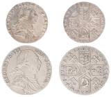 England - House of Hanover (1714-1901) - George III (1760-1820) - Shilling 1787 (KM607.2, S.3746) & Sixpence 1787 (KM606.1, S.3748) - VF/XF & a.UNC