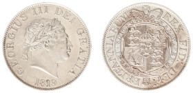 England - House of Hanover (1714-1901) - George III (1760-1820) - Halfcrown 1819 (KM672, S.3789) - Obv: Small laureate head right / Rev: Crowned shiel...