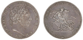 England - House of Hanover (1714-1901) - George III (1760-1820) - Crown 1819 - LIX (KM675, S.3787, Dav.103) - Obv: Laureate head George III / Rev: St....