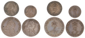 England - House of Hanover (1714-1901) - George III (1760-1820) - Maundy Set 1792 - Wire Money (thin numerals) (KM MDS60, S.3763) - Penny, Twopence, T...