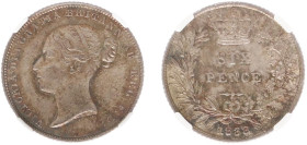 England - House of Hanover (1714-1901) - Victoria (1837-1901) - Sixpence 1838 (KM733.1, S.3908) - Obv: Head left / Rev: Crowned value within wreath - ...