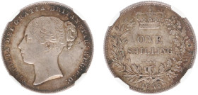 England - House of Hanover (1714-1901) - Victoria (1837-1901) - Shilling 1859 (KM734.1, S.3904) - Obv: Second head left / Rev: Crowned value within wr...