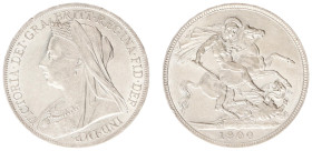 England - House of Hanover (1714-1901) - Victoria (1837-1901) - Crown 1900 - LXIII (KM783, S.3937) - Obv: Old veiled bust left / Rev: St. George slayi...