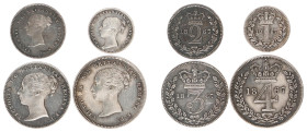 England - House of Hanover (1714-1901) - Victoria (1837-1901) - Maundy Set 1867 (KM MDS118, S.3916) - Penny, Twopence, Threepence and Fourpence - clea...