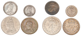 England - House of Hanover (1714-1901) - Victoria (1837-1901) - Maundy Set 1889 (KM MDS144, S.3932) - Penny, Twopence, Threepence and Fourpence - avg....