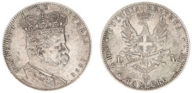 Eritrea - Italian Colony - Umberto I (1889-1900) - 5 Lire (Tallero) 1896, Rome (KM4, Gig.2/R, Pag.631) - Obv: Crowned bust right / Rev: Spread eagle s...