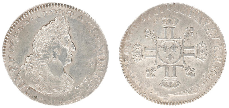 France - Royal (987-1793) - Louis XIV (1643-1715) - ½ Ecu aux 8 L 1702, reformat...