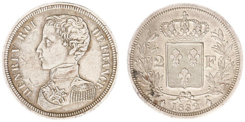 France - Pretender Coinage - Henry V (1820-1883) - 2 Franc 1832 - 'Piefort' (KM-...