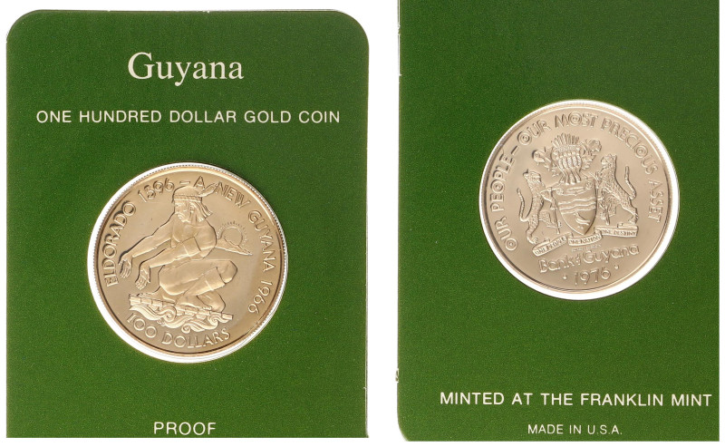 Guyana - 100 Dollars 1976 - 10th Ann. Independence (KM46, Fr.1) - Obv: National ...