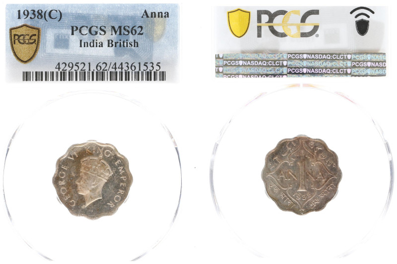 India - Republic - Anna 1938, Calcutta (KM536, SW9.143) - Obv: Crowned head left...