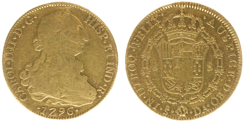 Mexico - Charles IV (1788-1808) - 8 Escudos 1796-DA, Santiago (KM54, CCT133, Fr....