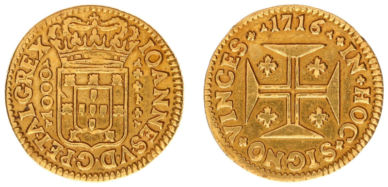 Portugal - João V (1706-1750) - Quartinho (1000 Reis) 1716, Lisbon (KM182, Gomes...