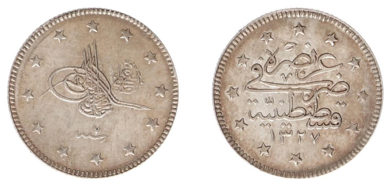 Turkey - Muhammad V (1909-1918) - 2 Kurush AH1327/7, Qustantiniya (KM770; OS 35-...