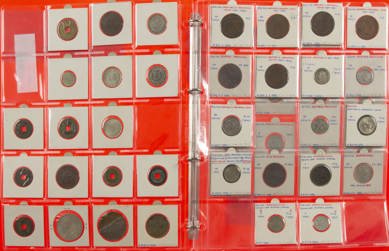 China - Collection coins China in folder, very varied composition of Cash coins,...