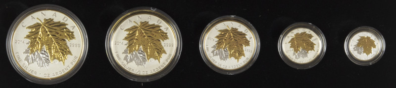 Canada - Royal Canadian mint 2014 Fine Silver Fractional Set: The Maple Leaf, 1,...