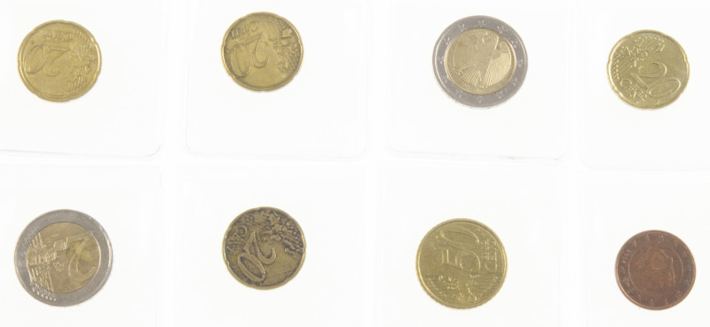 Euro's - Lot with 8x MISSTRIKE of a Euro coin: 5x Belgium, 1x Germany, Netherlan...