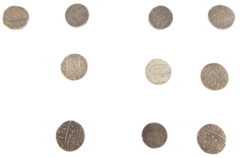 India - Lot with 10x AR Rupee Mughal Empire of Aurangzeb Alamgir (1658-1707) inc...