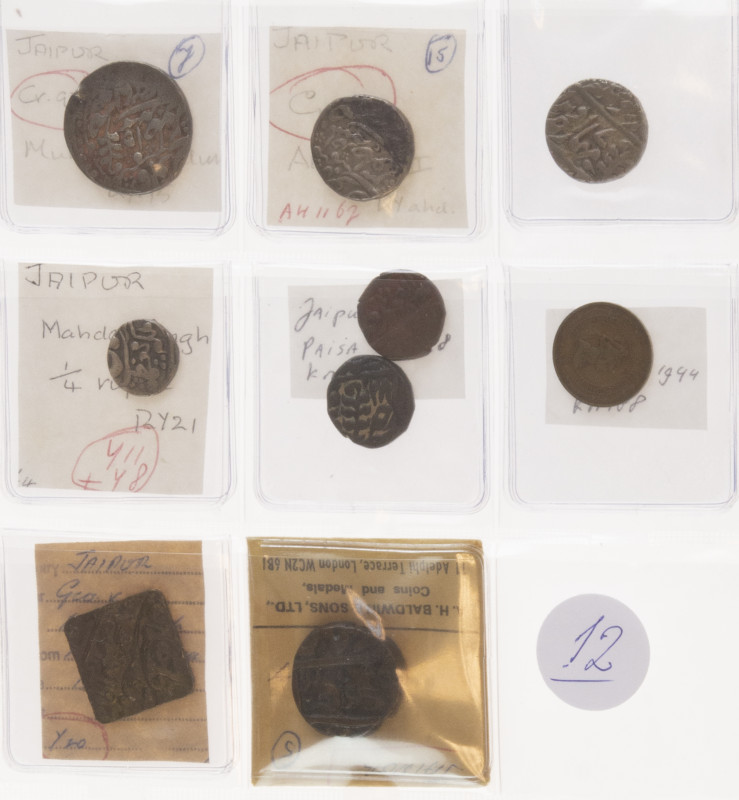 India - Lot with 9 coins Jaipur: AR Rrupee i.n.o. Alamgir II, AH116x/Ry.Ahd (KM2...