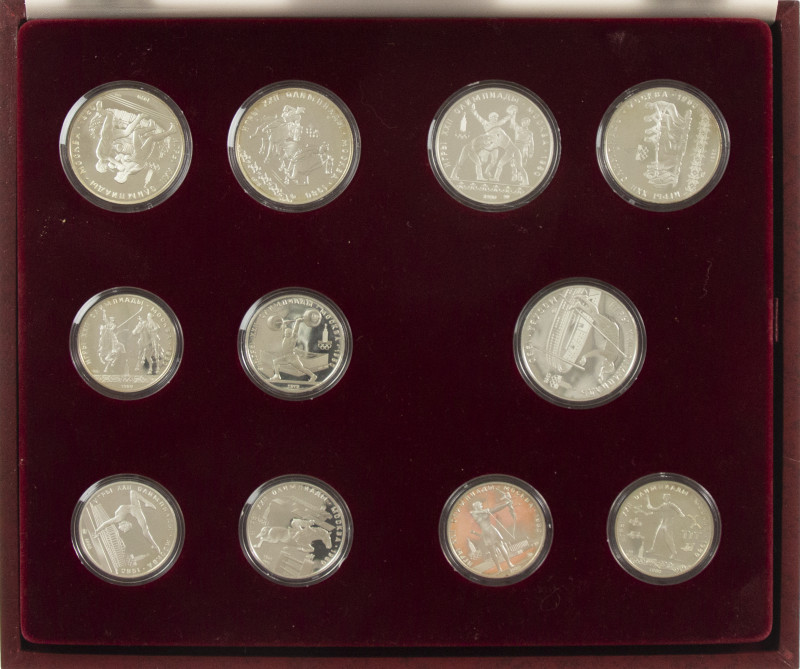 Russia - Box with complete set silver 5 & 10 Roubles 1980 - XXII Olympiad Moscow...