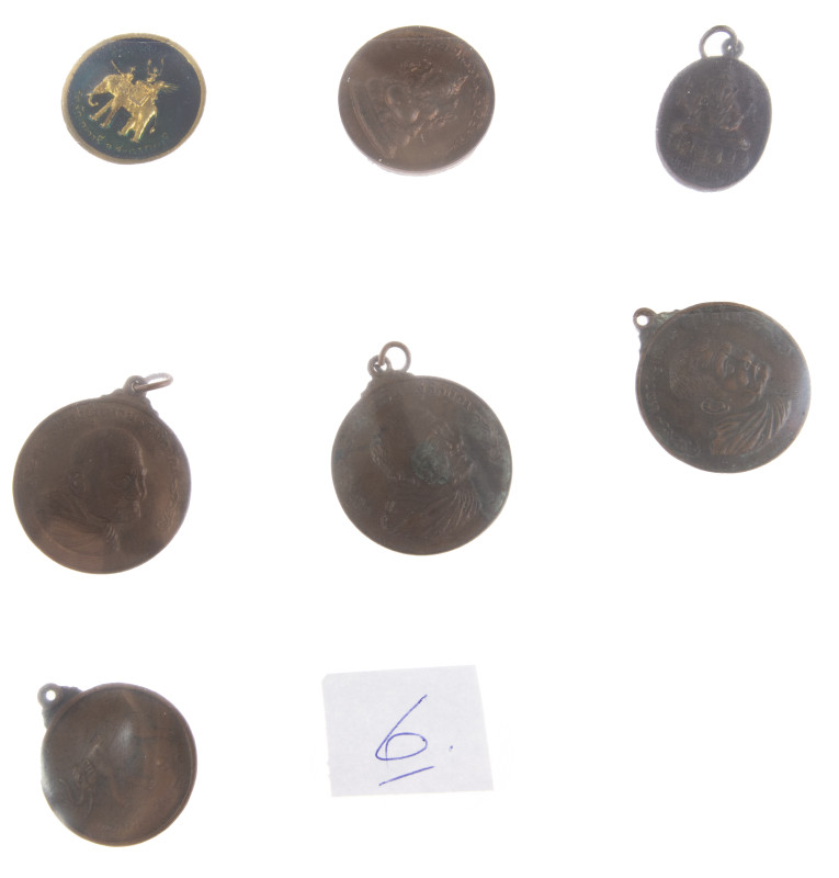 Thailand - Lot of 7 charms or amulets, all with elephant motifs and fully descri...