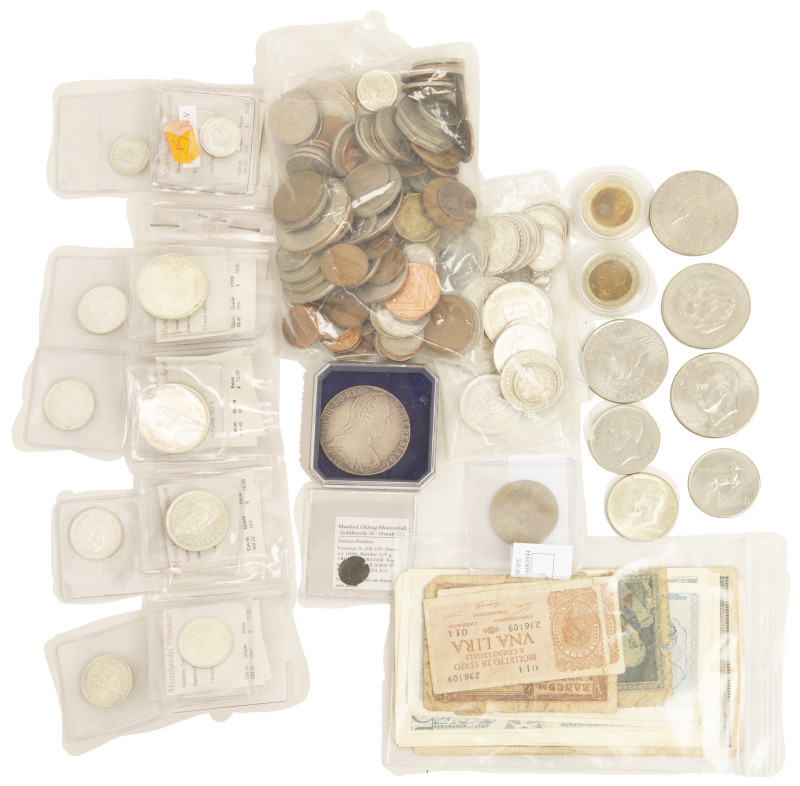 World coins - Lot various world coins with Switzerland, USA, some banknotes and ...