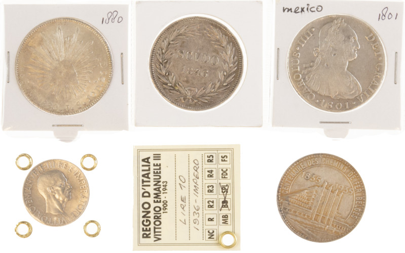 World coins - Lot with silver coins of Mexico, Vatican, Italy and Belgium