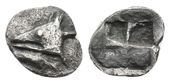 MYSIA. Kyzikos. (Circa 600-550 BC). AR Hemiobol. 0.41 g. 9.60 mm.