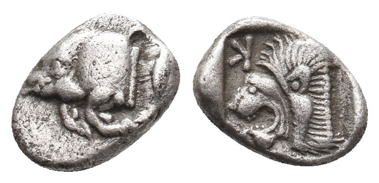 MYSIA. Kyzikos. (450-400 BC). AR Obol. 0.79 g. 10.30 mm.