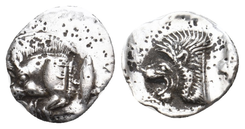 MYSIA. Kyzikos. (Circa 450-400 BC). AR Obol. 0.71 g. 12.60 mm.