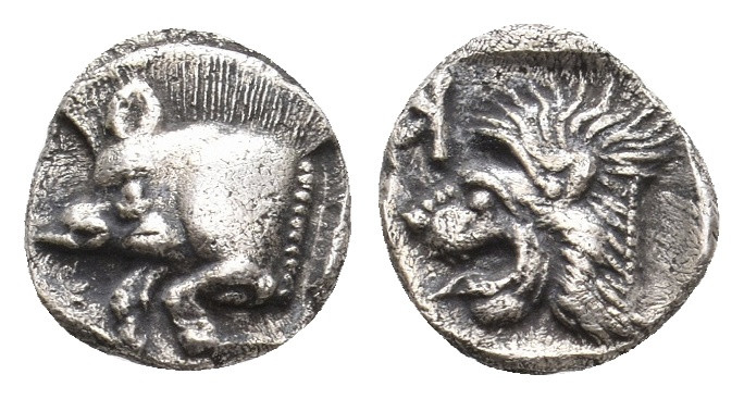 MYSIA. Kyzikos. (450-400 BC). AR Obol. 0.81 g. 9 mm.