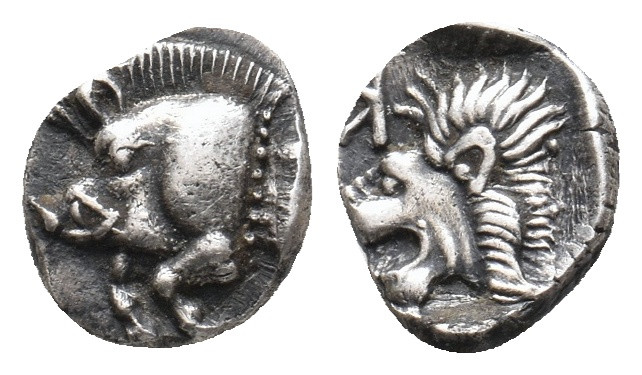 MYSIA. Kyzikos. (Circa 450-400 BC). AR Obol. 0.83 g. 9.90 mm.