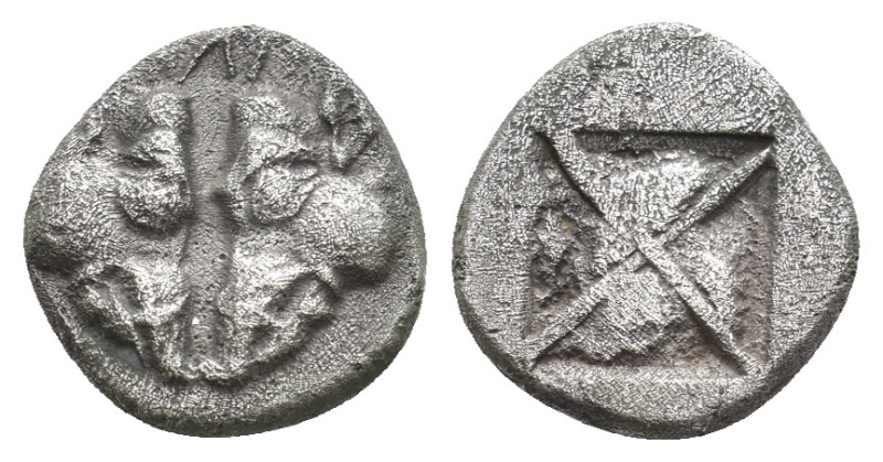 LESBOS. Mytilene. (Circa 400-350 BC). AR Diobol. 1.62 g. 12 mm.