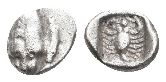 CARIA. Mylasa. (Circa 450-400 BC). AR Hemiobol. 0.49 g. 8.30 mm.