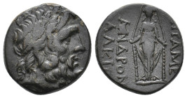PHRYGIA. Apameia. (1st century BC). Ae. 7.37 g. 20.60 mm. Mantite-, Diod -, magistrates.
Obv: Laureate head of Zeus, right.
Rev: ΑΠΑΜΕ / MANTIΘE ΔIO...