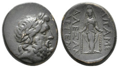 PHRYGIA. Apameia. (1st century BC). Ae. 8.68 g. 23.30 mm. Mantite-, Diod -, magistrates.
Obv: Laureate head of Zeus, right.
Rev: ΑΠΑΜΕ / MANTIΘE ΔIO...