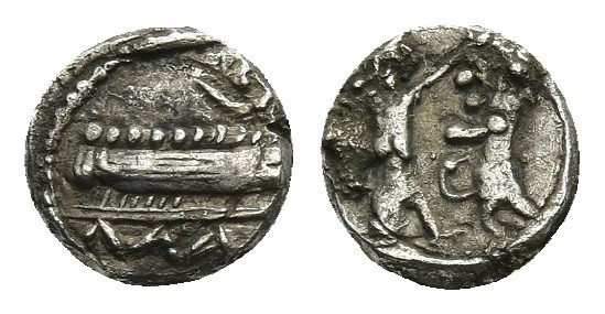 PHOENICIA. Sidon. Mazaios. Satrap of Eber Nari. (Circa 353-333 BC). AR Obol. 0.6...