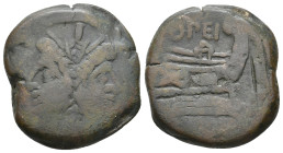 Q. Opimius, 169-158 BC. AE, As. Rome. 23.52 g. 31.50 mm. OPEI series.